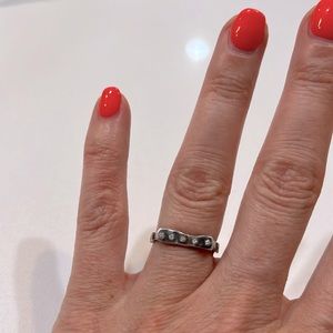 Lika Behar blackened silver ring with 5 brilliant diamonds, size 6